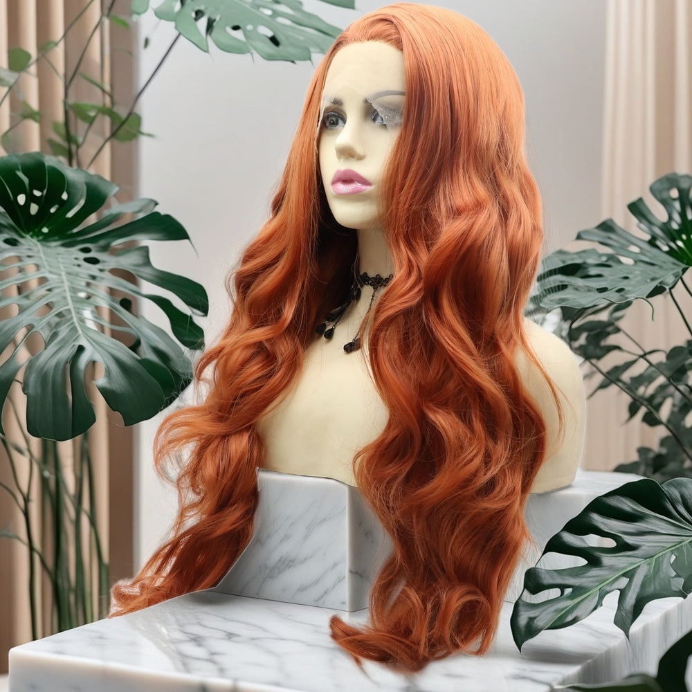 24inch Orange Body Wave Synthetic Hair Lace Front Wig