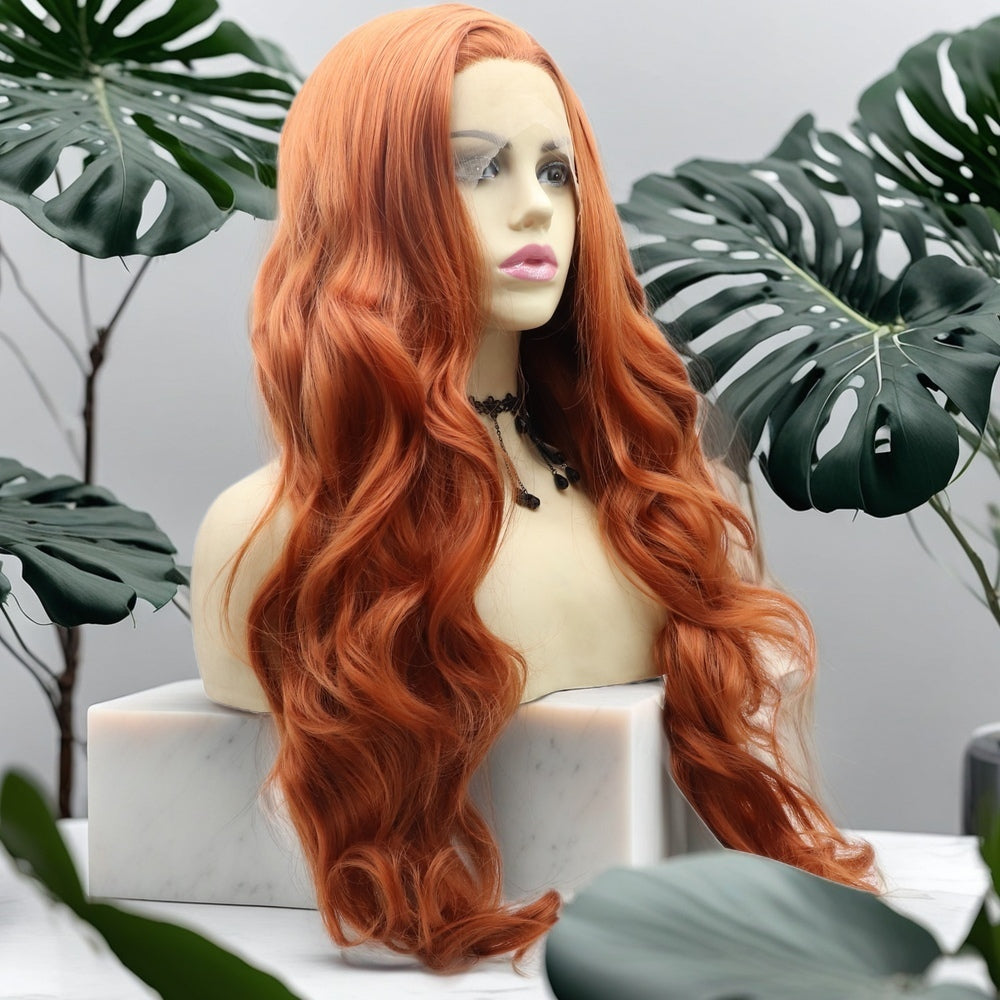 24inch Orange Body Wave Synthetic Hair Lace Front Wig