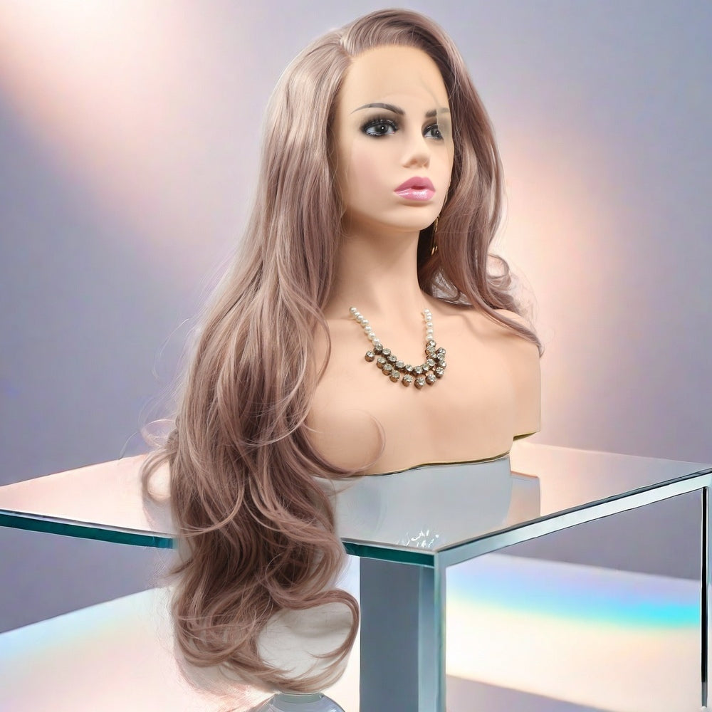 24 inch Light Brown Body Wave Synthetic Hair Lace Front Wig