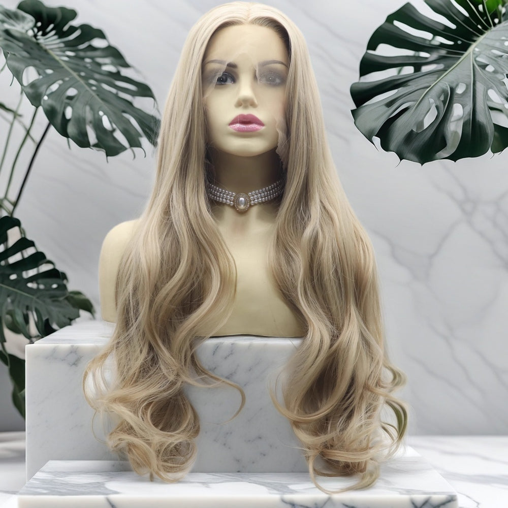 24inch Blonde Body Wave Synthetic Hair Lace Front Wig