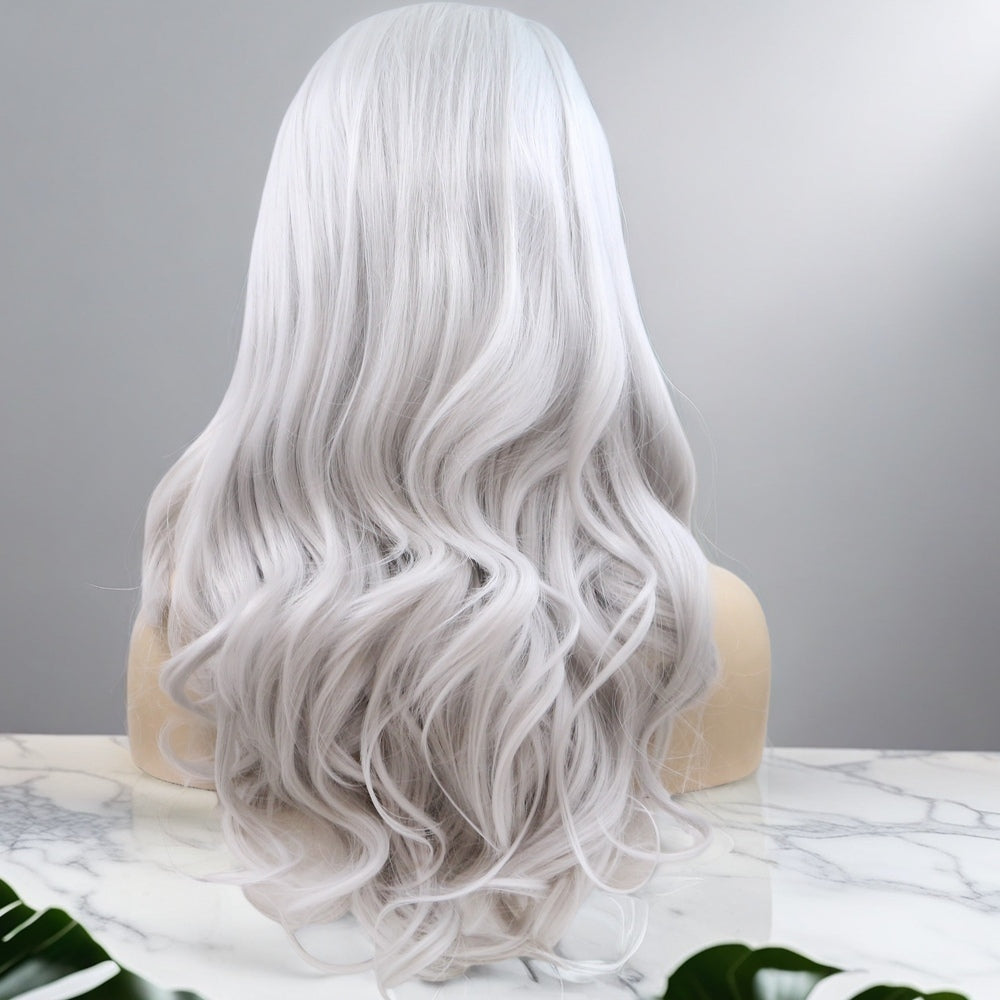 24inch Silver Body Wave Synthetic Hair Lace Front Wig