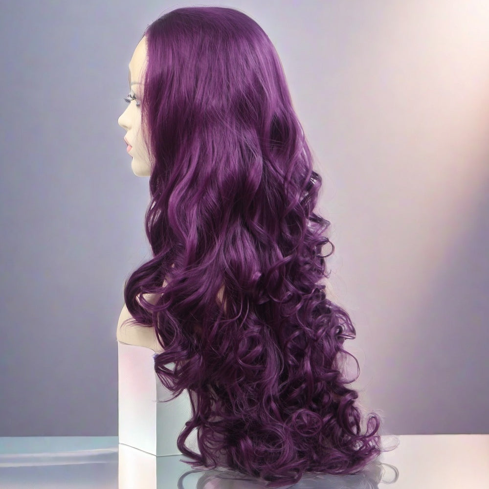 24 inch Purple Body Wave Synthetic Hair Lace Front Wig