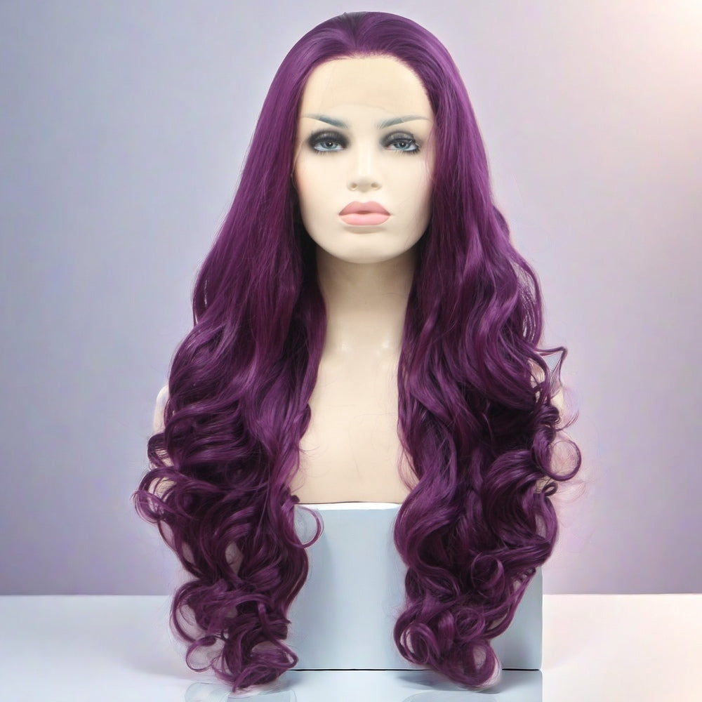 24 inch Purple Body Wave Synthetic Hair Lace Front Wig